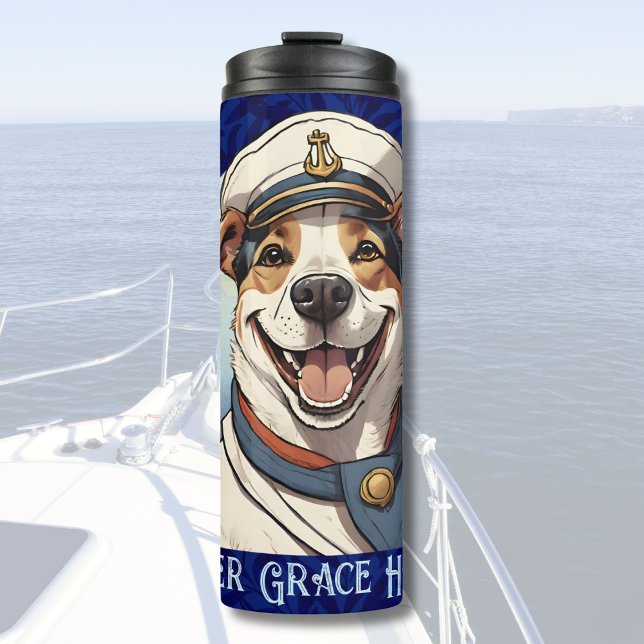 Bootsfahrer für nautische Hunde Thermosbecher (Nautical Dog Gifts for Boat Owners Sailors Boater)