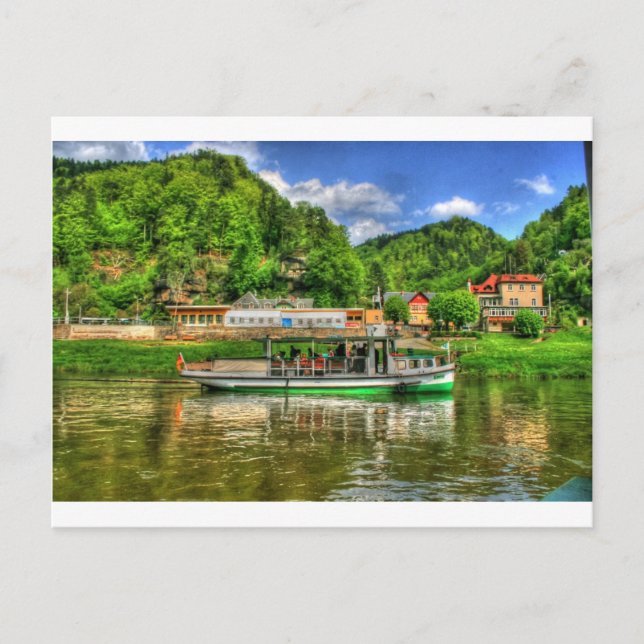 Bootsfahrt auf der Elbe Postkarte (Vorderseite)