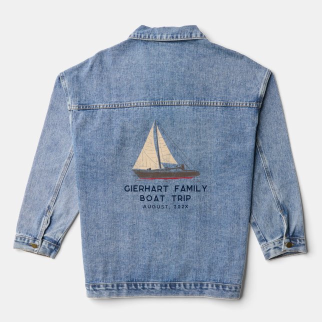 Bootsfahrt für Nautical Family - Geeignete Abstimm Jeansjacke (Rückseite)