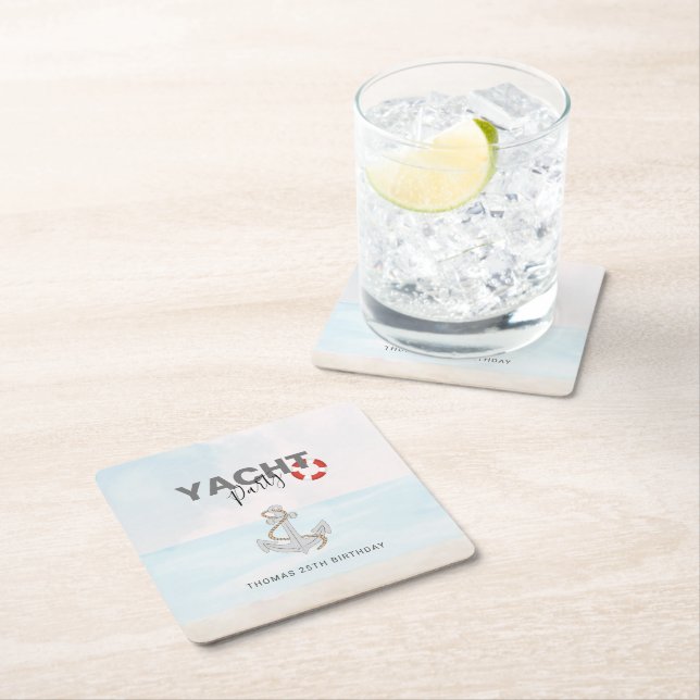 Bootsfahrt Geburtstagsparty Rechteckiger Pappuntersetzer (Vor Ort)