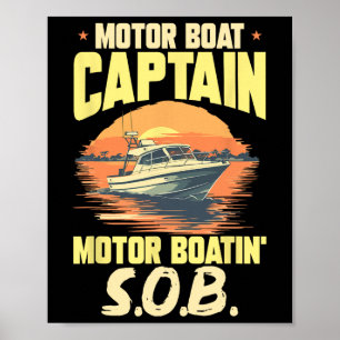 Bootsführer Motorboot Kapitän Motorboot Poster