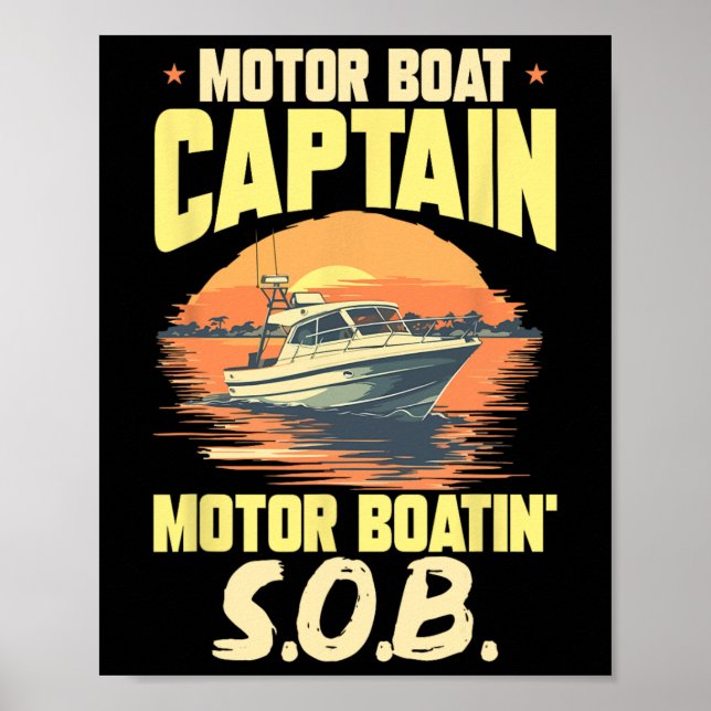 Bootsführer Motorboot Kapitän Motorboot Poster (Vorne)
