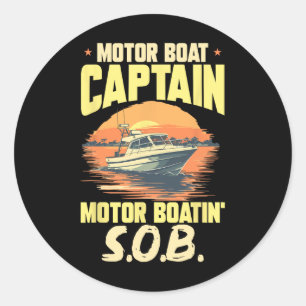 Bootsführer Motorboot Kapitän Motorboot Runder Aufkleber