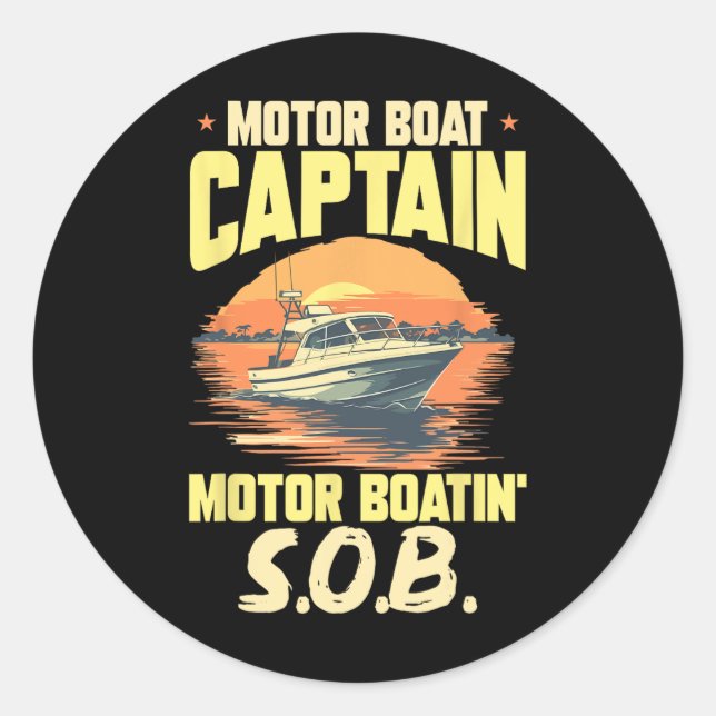 Bootsführer Motorboot Kapitän Motorboot Runder Aufkleber (Vorderseite)