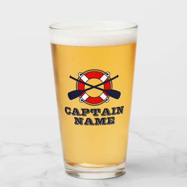 Bootsführer Name Bierglas Geschenk für Segler Glas (Vorne (Gefüllt))
