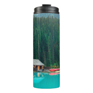 Bootshaus am Lake Louise im Banff National Park, Thermosbecher