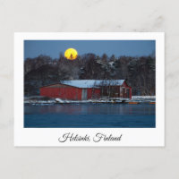 Bootshaus aus rotem Holz in Helsinki, Finnland, Po