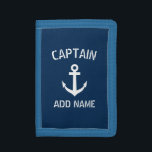 Bootskapitän-Marineblauseeankergewohnheitsmänner Tri-fold Portemonnaie<br><div class="desc">Kundenspezifisches Marineblau- und weißesseeankerboot captain Geldgeldbörse für Männer. Personalisierter Zusatz mit Schiffsankerlogo. Seezusätze für Seemann- und Segelnenthusiasten. Kundengerechte Farbe. Cooles Weihnachts-, Vatertags-, Hochzeits- oder Geburtstags-Partygeschenk für Freunde, Sohn, Vati, Vater, Ehemann, Bruder, Onkel, Großvater, Hochzeitsbräutigam etc. Machen Sie Ihre eigene einzigartige Bootfahrt oder yachting Geschenk. Moderne Typografieschablone. Auch nett als Jachthafenfirmenpersonal,...</div>