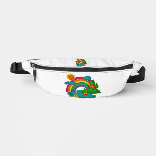 Bootslandschaft unter Sonnenwolken und Regenbogen Bauchtasche