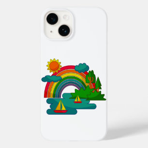 Bootslandschaft unter Sonnenwolken und Regenbogen Case-Mate iPhone 14 Hülle