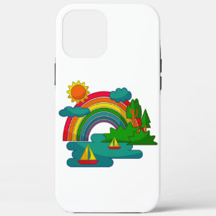 Bootslandschaft unter Sonnenwolken und Regenbogen Case-Mate iPhone Hülle