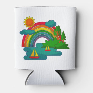 Bootslandschaft unter Sonnenwolken und Regenbogen Dosenkühler