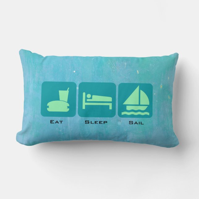 Bootsleben - Sleep-Segel auf blauem Hintergrund es Lendenkissen (Vorderseite)