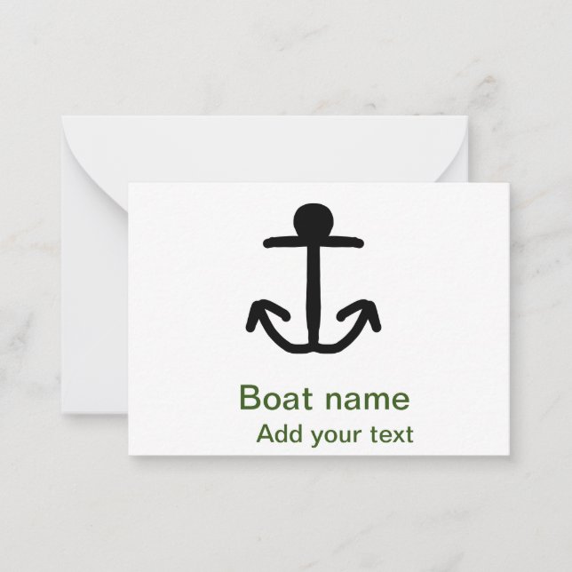 Bootsname benutzerdefinierter Ankersegelsommer Tex Mitteilungskarte (Vorderseite)