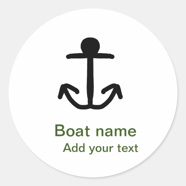 Bootsname benutzerdefinierter Ankersegelsommer Tex Runder Aufkleber (Vorderseite)