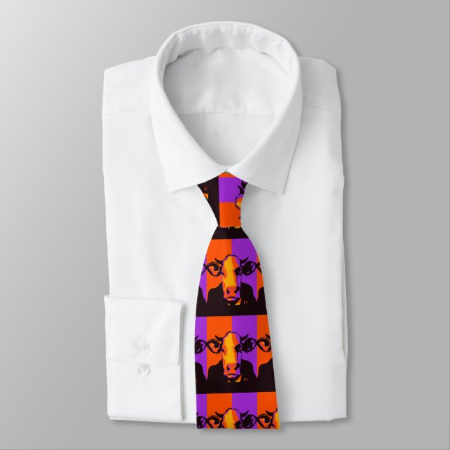 BOOvine Halloween Pop Art Cow Neck Tie Krawatte (Gebunden)