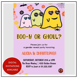 Booy oder Ghoul Retro-Geister-Halloween-Geschlecht Einladung