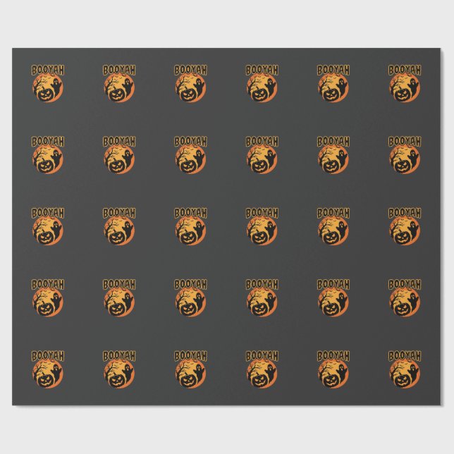 Booyah Halloween-Geist-Kürbis-Design Geschenkpapier (Flach)
