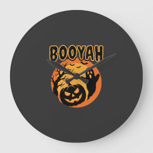 Booyah Halloween-Geist-Kürbis-Design Große Wanduhr
