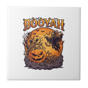 Booyah Halloween-Kürbis Sensenmann Orange Mond_1 Fliese