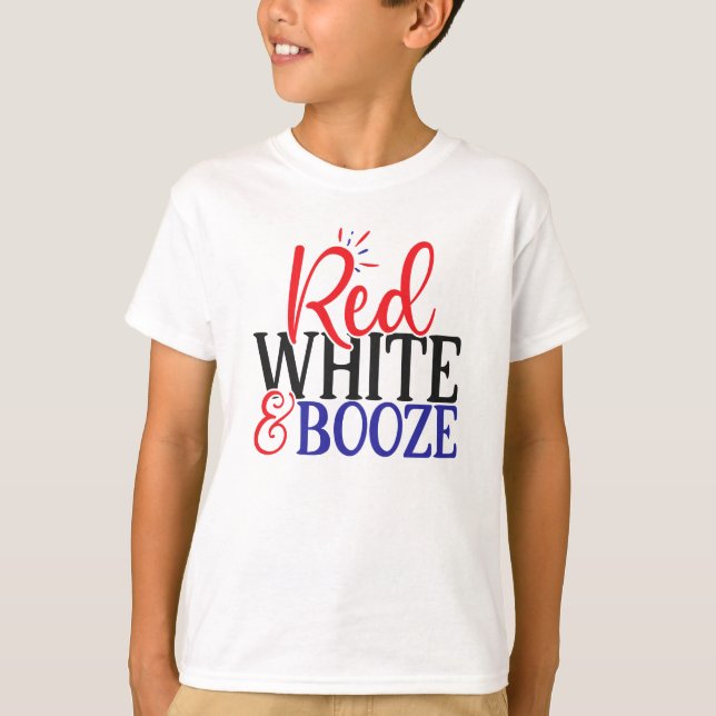 Booze blanc rouge 4 Juillet T-shirt pour enfants (Devant)