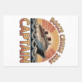 Booze Cruise 2026 The Captain Funny Matching Geschenkpapier Set