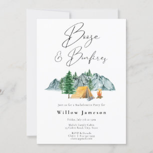 Booze et Bonfires Bachelorette Camping Invitation