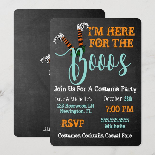 Booze Et Boos Invitation De La Fête D'Halloween (Devant / Derrière)