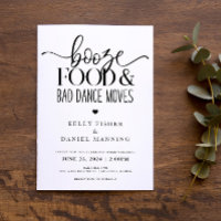 Booze Food and Bad Dance Moves Hochzeitseinladung