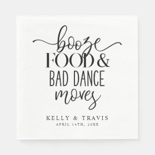 Booze Food and Bad Dance Moves Wedkin Napkin Serviette
