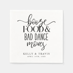 Booze Food and Bad Dance Moves Wedkin Napkin Serviette