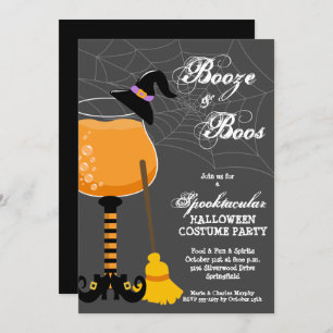 Booze und Boos Halloween Weinglas Einladung