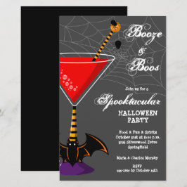 Booze und Boos Martini Haushalt Halloween Einladun