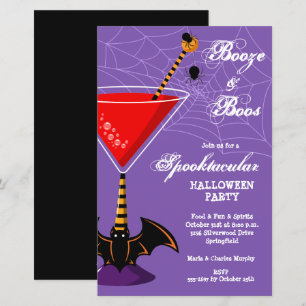 Booze und Boos Martini Haushalt Halloween Einladun