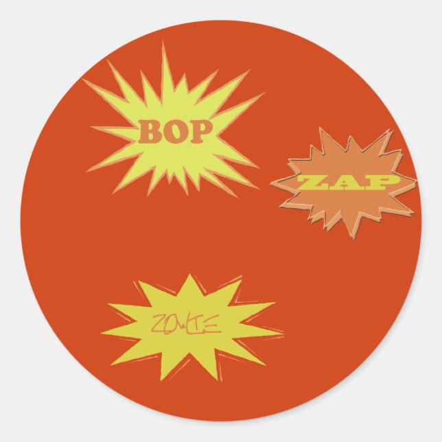 BOP ZAP ZOWIE RETRO RUNDER AUFKLEBER (Vorderseite)