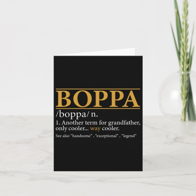 Boppa Definition Fathers Day Gift Opa Geschenk Karte (Vorderseite)