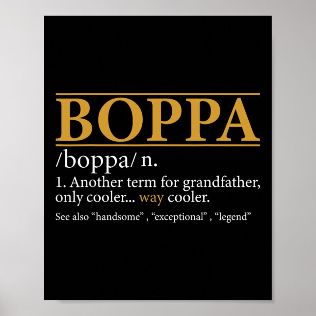Boppa Definition Fathers Day Gift Opa Geschenk Poster (Vorne)