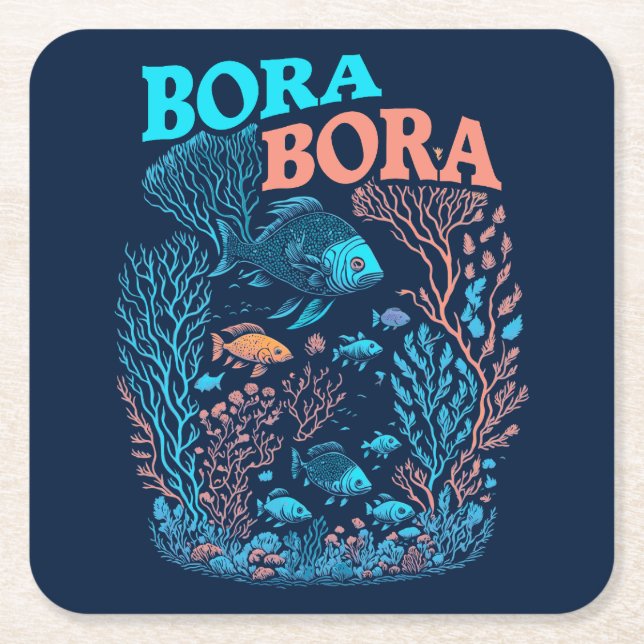 Bora Bora Coral Reef Rechteckiger Pappuntersetzer (Vorderseite)