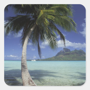 Bora Bora, Französisch-Polynesien Mt. Otemanu gese Quadratischer Aufkleber