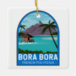 Bora Bora Französisch Polynesien Reisen Vintage Ku Keramikornament<br><div class="desc">Bora Bora Vektorgrafik Design. Umgeben von sandigen Inseln und einer türkisblauen Lagune,  die von einem Korallenriff geschützt ist,  ist es für seine Tauchgänge bekannt.</div>