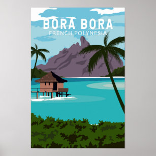 Bora Bora Französisch Polynesien Reisen Vintage Ku Poster
