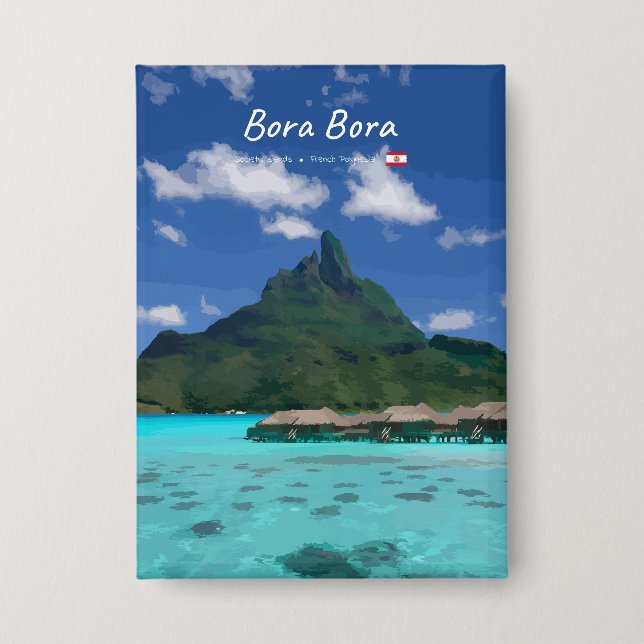 Bora Bora, Französisch-Polynesien - Strandresort Button (Vorderseite)