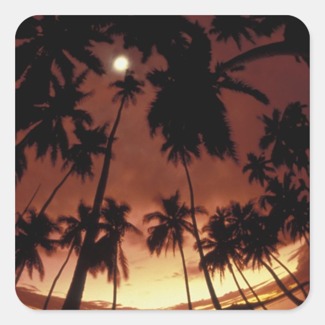 Bora Bora, Französisch-Polynesien Sunset durch Quadratischer Aufkleber (Vorderseite)
