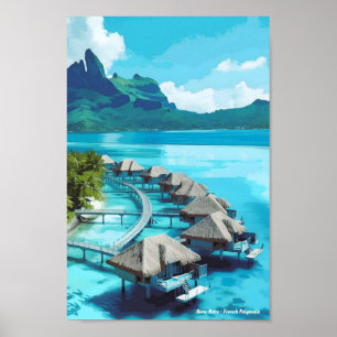 Bora Bora Französisch Polynesien Vintage Travel Poster