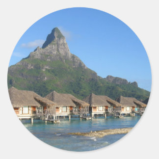 Bora Bora Huts Runder Aufkleber