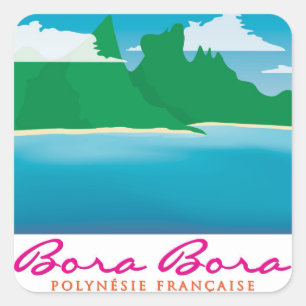 Bora bora landscape quadratischer aufkleber