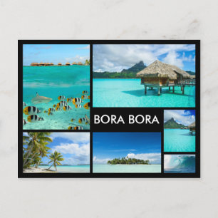 Bora Bora Multiple Bilder Leimbild Black Postcard Postkarte