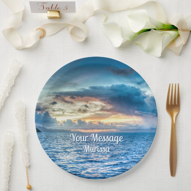 Bora Bora Ocean View Foto Tissue Paper Pappteller (Hochzeit)