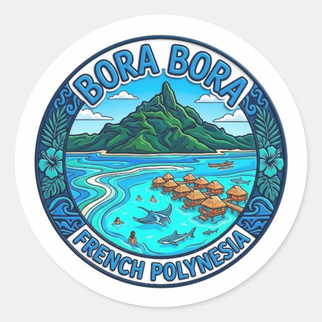 BORA BORA RUNDER AUFKLEBER (Vorderseite)