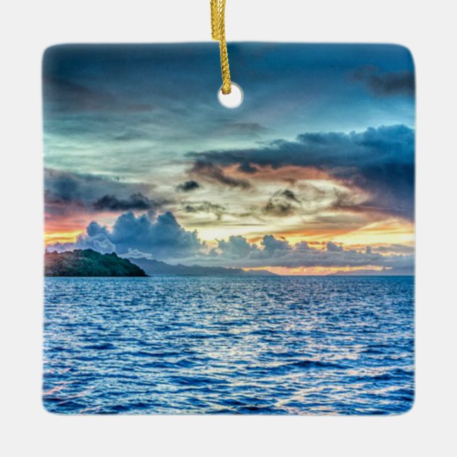 Bora Bora schöner Sonnenuntergang Keramikornament (Vorderseite)
